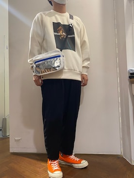 「B'2nd（ビーセカンド）のアイテム（スウェット）」を使った、naoさん（メンズ・172cm）の夏コーディネート
