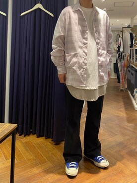 「A4A（エーフォーエー）のA4A(エーフォーエー) 40s強撚糸ラウンドTシャツ（Tシャツ/カットソー）」を使った、naoさん（メンズ・172cm）の夏コーディネート