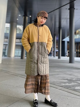 「LAVENHAM」｜「アイテム（その他アウター）」を使った、山口さん（レディース・160cm）の冬コーディネート