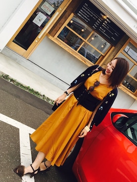 「ひまわり畑」｜「アイテム（アクセサリー）」を使った、akaritanさん（レディース・152cm）の夏コーディネート