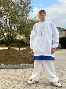 「Double（ダブル-）のアイテム（スウェット）」を使った、龍一 (The Loveless)®︎さん（メンズ・168cm）の冬コーディネート