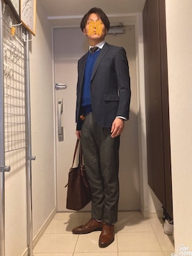 「THE SUIT COMPANY（ザ・スーツカンパニー）のアイテム（スーツジャケット）」を使った、すとちゃんさん（メンズ・176cm）の冬コーディネート