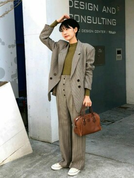 「バーバリー」｜「アイテム（その他アウター）」を使った、nanaho.さん（レディース・164cm）の冬コーディネート