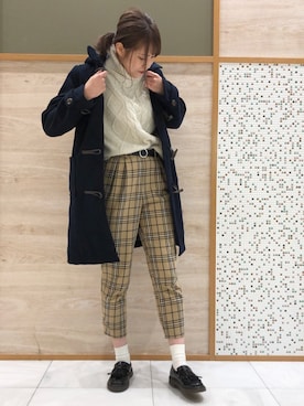 「アイテム（ダッフルコート）」を使った、chio¨̮⑅さん（レディース・166cm）の秋コーディネート