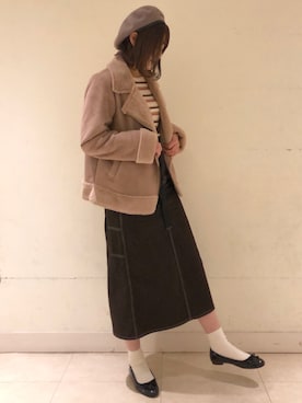 「RAY CASSIN（レイカズン）のアイテム（ジャケット/アウター）」を使った、chio¨̮⑅さん（レディース・166cm）の冬コーディネート