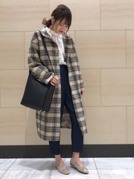 「Green　Parks（グリーンパークス）のアイテム（ステンカラーコート）」を使った、chio¨̮⑅さん（レディース・166cm）の冬コーディネート