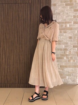 「earth music&ecology（アースミュージックアンドエコロジー）のアイテム（タンクトップ）」を使った、chio¨̮⑅さん（レディース・166cm）の夏コーディネート