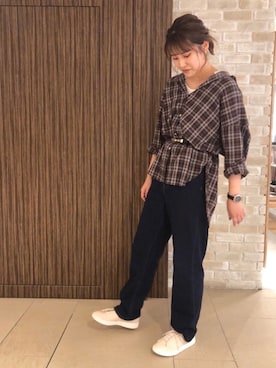 「earth music&ecology（アースミュージックアンドエコロジー）のアイテム（ベルト）」を使った、chio¨̮⑅さん（レディース・166cm）の夏コーディネート