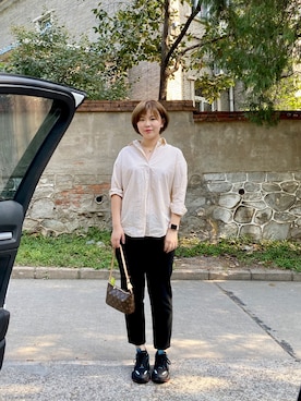 「休闲」｜「アイテム（アナログ腕時計）」を使った、77奇奇琦琦さん（レディース・165cm）の秋コーディネート