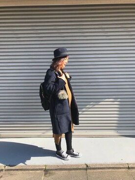 「URBAN RESEARCH（アーバンリサーチ）のアイテム（ムートンコート）」を使った、hachinさん（レディース・165cm）の冬コーディネート