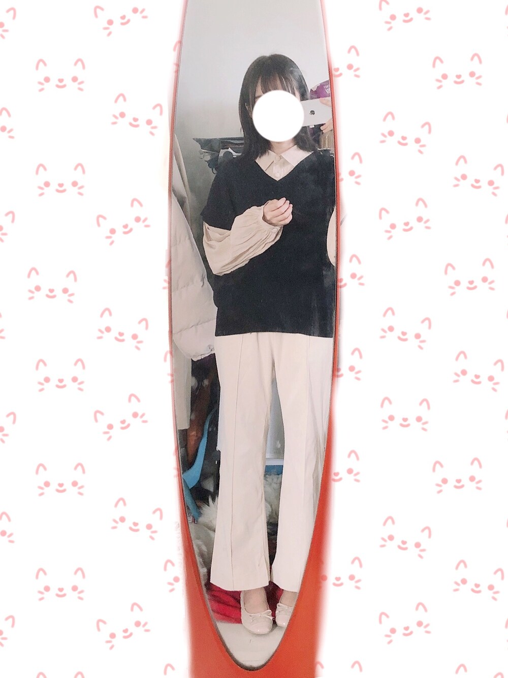 「ootd、休闲、日系极简、基础款、春コーデ、ベージュ×ブラック、カジュアルコーデ、はるコーデ、オトナカジュアル」｜「JEANASISの14GソウバリBIGベスト（トップス、ブラック系）」を使った、うささん（レディース・163cm）の春コーディネートの1枚目の写真