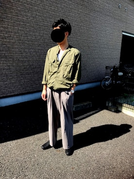 「N.HOOLYWOOD（N.ハリウッド）のアイテム（スリッポン）」を使った、とちおとめさん（メンズ・177cm）の秋コーディネート