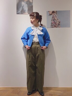 「ボウタイブラウス」｜kinさん（レディース・160cm）の冬コーディネート