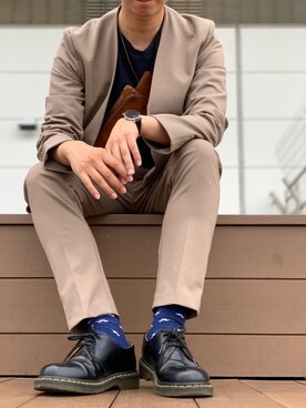 「Daniel Wellington」｜「アイテム（ブーツ）」を使った、たいようさん（メンズ・171cm）の秋コーディネート