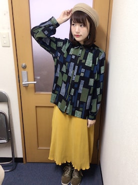 「Lily Brown」｜「アイテム（ハンチング/ベレー帽）」を使った、牧野 なな子さん（レディース・153cm）の春コーディネート
