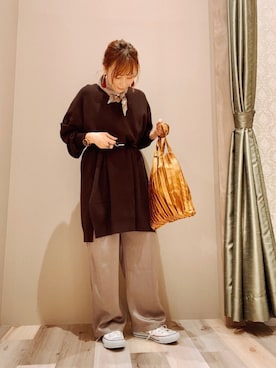 「プリーツバッグ」｜まちださん（レディース・150cm）の秋コーディネート