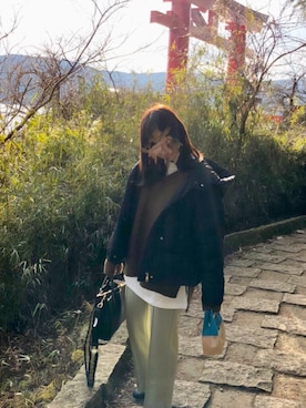 「GOGOSING（ゴゴシング）のアイテム（ジャケット/アウター）」を使った、chiharuさん（レディース・155cm）の冬コーディネート