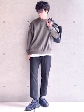 「LAKOLE（ラコレ）のアイテム（スウェット）」を使った、KAKERUさん（メンズ・176cm）の冬コーディネート