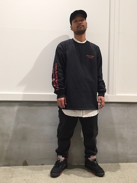 「EN ROUTE（アンルート）のアイテム（デニムパンツ）」を使った、H.Satoさん（メンズ・167cm）の冬コーディネート