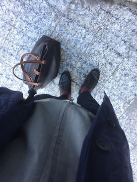 「Engineered Garments（エンジニアードガーメンツ）のアイテム（ステンカラーコート）」を使った、TOMOYUKIさん（メンズ・179cm）の冬コーディネート