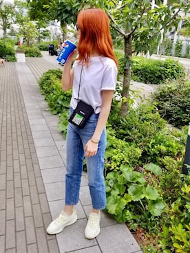 「ハイウエストストレートジーンズ」｜Maemiさん（レディース・170cm）の夏コーディネート