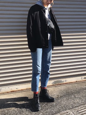 「韓国好きな人と繋がりたい」｜「アイテム（デニムジャケット）」を使った、Maemiさん（レディース・170cm）の冬コーディネート