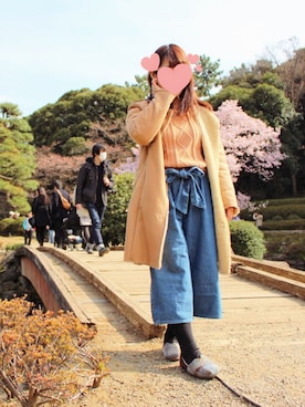 「ピクニック」｜「アイテム（その他アウター）」を使った、小枝✿さん（レディース・153cm）の春コーディネート