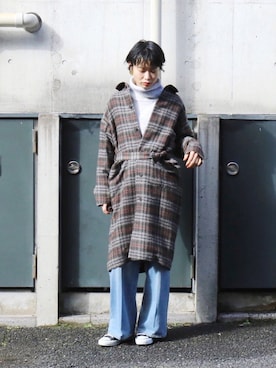 「FIL DE FER（フィルデフェール）のアイテム（ステンカラーコート）」を使った、watanabe.さん（レディース・163cm）の冬コーディネート
