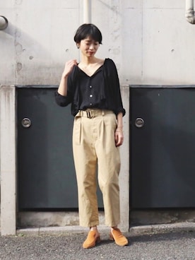 「FIL DE FER（フィルデフェール）のアイテム（パンツ）」を使った、watanabe.さん（レディース・163cm）の冬コーディネート
