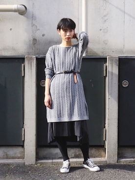 「FIL DE FER（フィルデフェール）のアイテム（ワンピース/ドレス）」を使った、watanabe.さん（レディース・163cm）の冬コーディネート