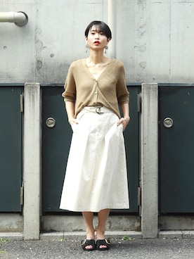 「FIL DE FER（フィルデフェール）のアイテム（カーディガン/ボレロ）」を使った、watanabe.さん（レディース・163cm）の春コーディネート