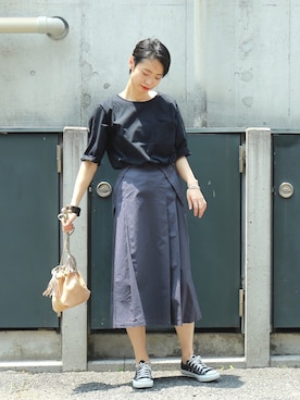 「FIL DE FER（フィルデフェール）のアイテム（スカート）」を使った、watanabe.さん（レディース・163cm）の夏コーディネート