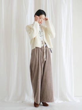 「FIL DE FER（フィルデフェール）のアイテム（カーディガン/ボレロ）」を使った、watanabe.さん（レディース・163cm）の秋コーディネート