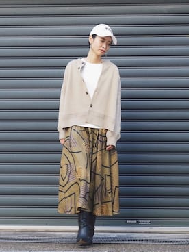 「FIL DE FER（フィルデフェール）のアイテム（カーディガン/ボレロ）」を使った、watanabe.さん（レディース・163cm）の秋コーディネート