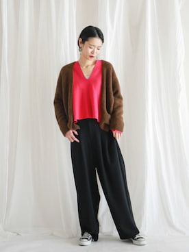 「FIL DE FER（フィルデフェール）のアイテム（カーディガン/ボレロ）」を使った、watanabe.さん（レディース・163cm）の秋コーディネート