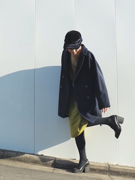 「FIL DE FER（フィルデフェール）のアイテム（ピーコート）」を使った、watanabe.さん（レディース・163cm）の秋コーディネート