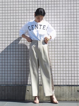 「FIL DE FER（フィルデフェール）のアイテム（パンツ）」を使った、watanabe.さん（レディース・163cm）の春コーディネート