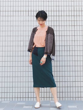 「FIL DE FER（フィルデフェール）のアイテム（カーディガン/ボレロ）」を使った、watanabe.さん（レディース・163cm）の秋コーディネート