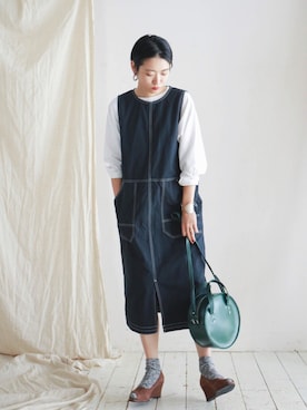 「FIL DE FER（フィルデフェール）のアイテム（ワンピース/ドレス）」を使った、watanabe.さん（レディース・163cm）の秋コーディネート