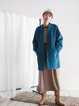 「カラーコート」｜「アイテム（アクセサリー）」を使った、watanabe.さん（レディース・163cm）の秋コーディネート