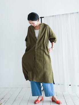 「FIL DE FER（フィルデフェール）のアイテム（シャツワンピース）」を使った、watanabe.さん（レディース・163cm）の冬コーディネート