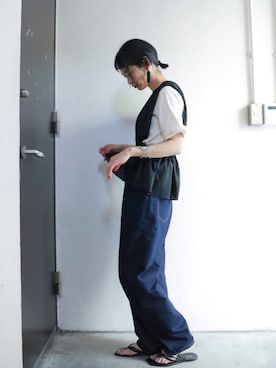 「FIL DE FER（フィルデフェール）のアイテム（パンツ）」を使った、watanabe.さん（レディース・163cm）の夏コーディネート