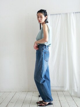 「FIL DE FER（フィルデフェール）のアイテム（デニムパンツ）」を使った、watanabe.さん（レディース・163cm）の夏コーディネート