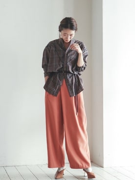 「アイテム（ベルト、パープル系）」を使った、watanabe.さん（レディース・163cm）の秋コーディネート