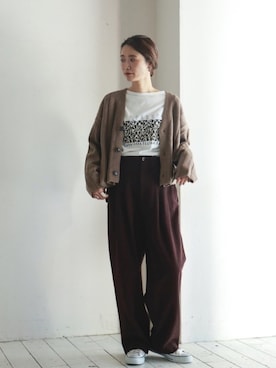 「FIL DE FER（フィルデフェール）のアイテム（パンツ）」を使った、watanabe.さん（レディース・163cm）の秋コーディネート