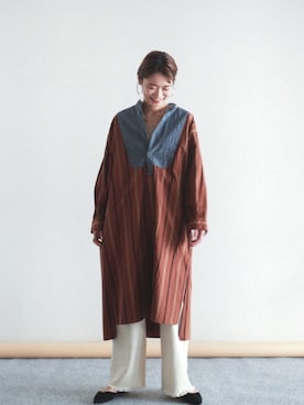 「FIL DE FER（フィルデフェール）のアイテム（シャツワンピース）」を使った、watanabe.さん（レディース・163cm）の冬コーディネート