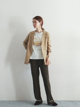 「FIL DE FER（フィルデフェール）のアイテム（テーラードジャケット）」を使った、watanabe.さん（レディース・163cm）の夏コーディネート