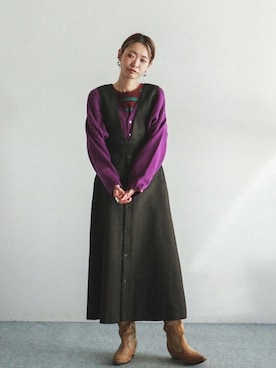 「FIL DE FER（フィルデフェール）のアイテム（カーディガン/ボレロ）」を使った、watanabe.さん（レディース・163cm）の冬コーディネート