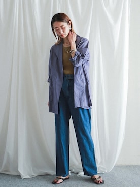 「テーパードデニム」｜「アイテム（その他アウター）」を使った、watanabe.さん（レディース・163cm）の春コーディネート