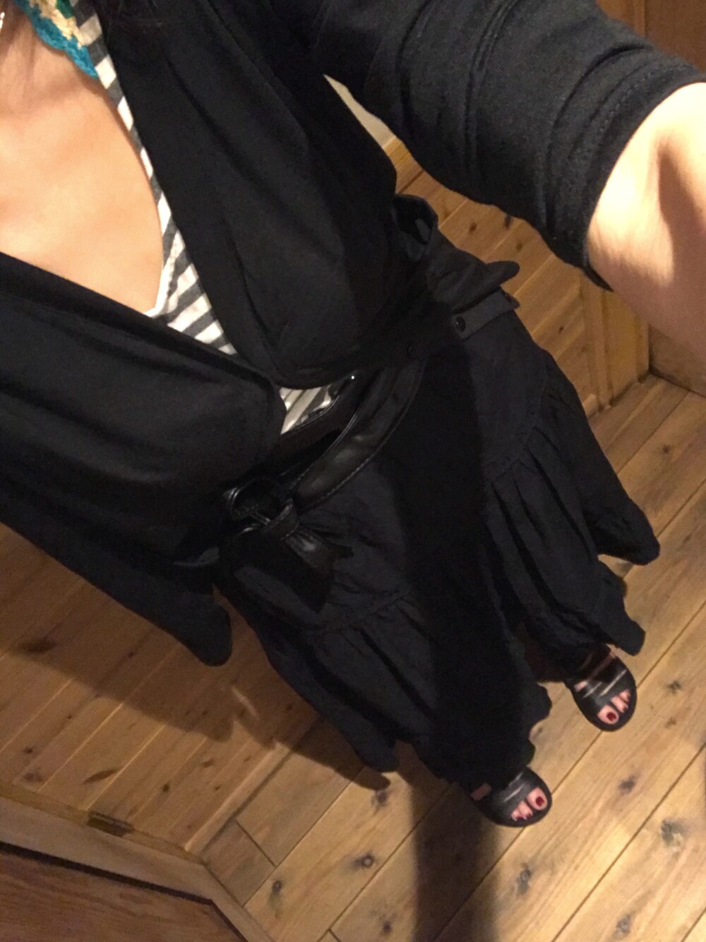 「モノトーン、サッシュベルト」｜「GUのアイテム（ベルト、ブラック系）」を使った、mimiho*deathさん（レディース・167cm）の秋コーディネートの1枚目の写真